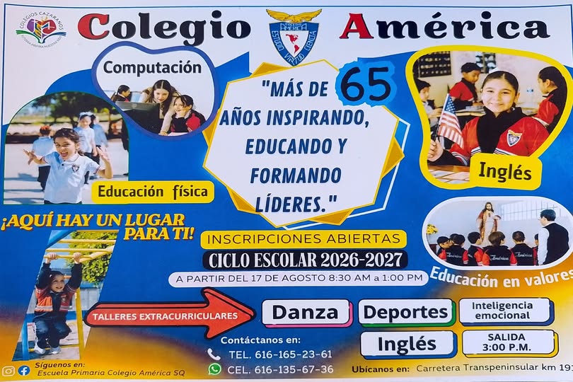 Oferta e inscripciones del Colegio América para el ciclo 2026–2027